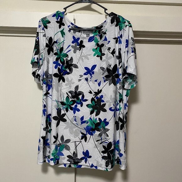 Jm Collection Womens Plus Embellished Pleated Back Blouse Green Size 4x main image 1